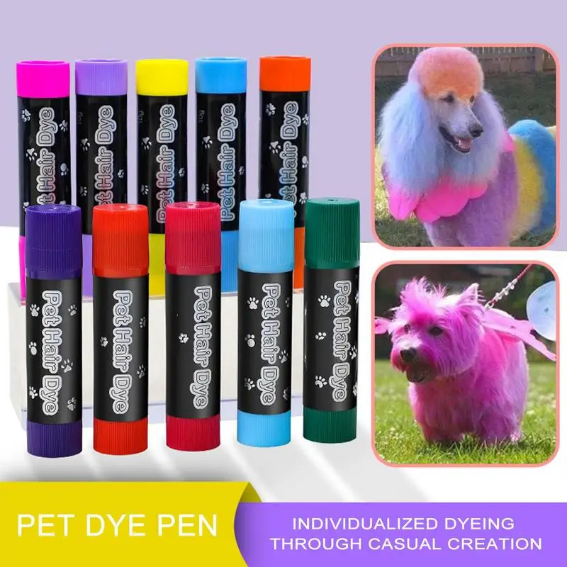 12 Colors Pet Hair Dye Safe Washable Dog Nail Polish Pen Pet pel Paint for Different Grooming Pet Temporary Colors Hair Painting