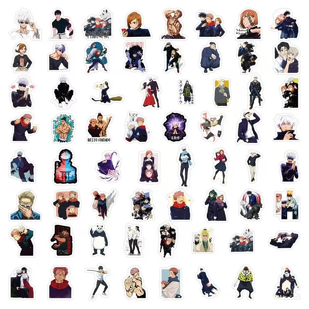 100 قطعة Jujutsu Kaisen Kawaii ملصقات الأمتعة الكتابة على الجدران لعبة الشارات لاصقة تزيين هدية إغلاق ملصق