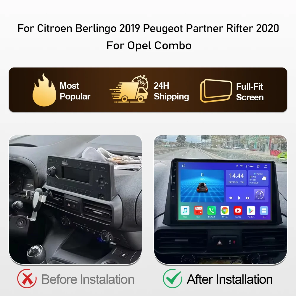 Car Radio For Citroen Berlingo 2019 Peugeot Partner Rifter 2020 For Opel Combo Radio GPS Multimedia AndroidVideo Player 2Di