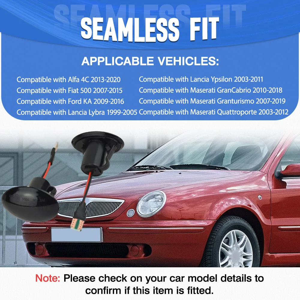 

2 шт. светодиодный динамический боковой габаритный фонарь для Alfa Fiat 500 Ford Lancia Lybra Maserati 51825157 0000046813514 0046550560 46550560