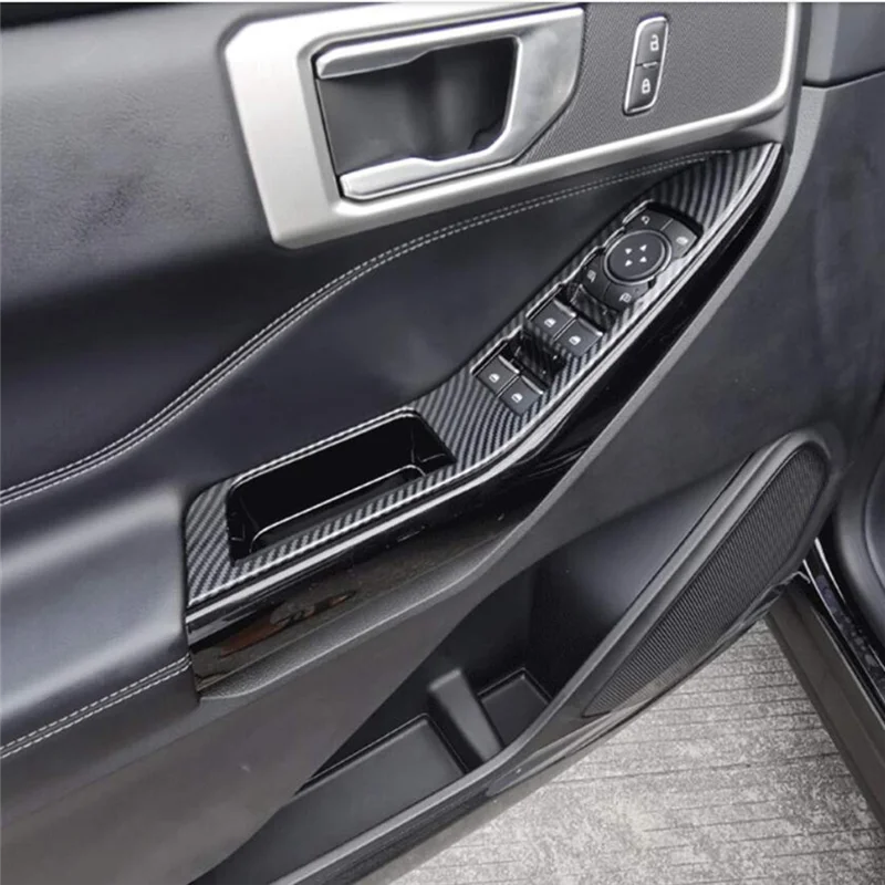 

Накладка на панель подъема окна двери автомобиля для Ford Explorer 2020 2021 2022 2023, детали интерьера из углеродного волокна