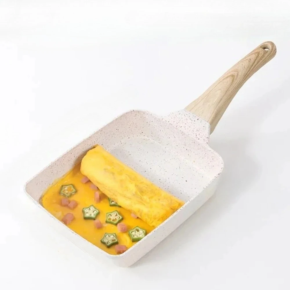 Rectangular Egg Roll Pan with Detachable Anti Scalding Handle Nonstick Tamagoyaki Pan Japanese Omelette Egg Pan for All Stove