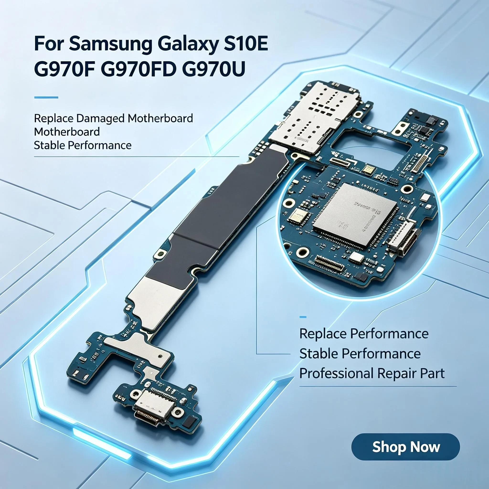 Fully Tested Unlocked Replacement Mainboard Repair Accessory For Samsung Galaxy S10E G970F SM-G970FD SM-G970U Logic Motherboard