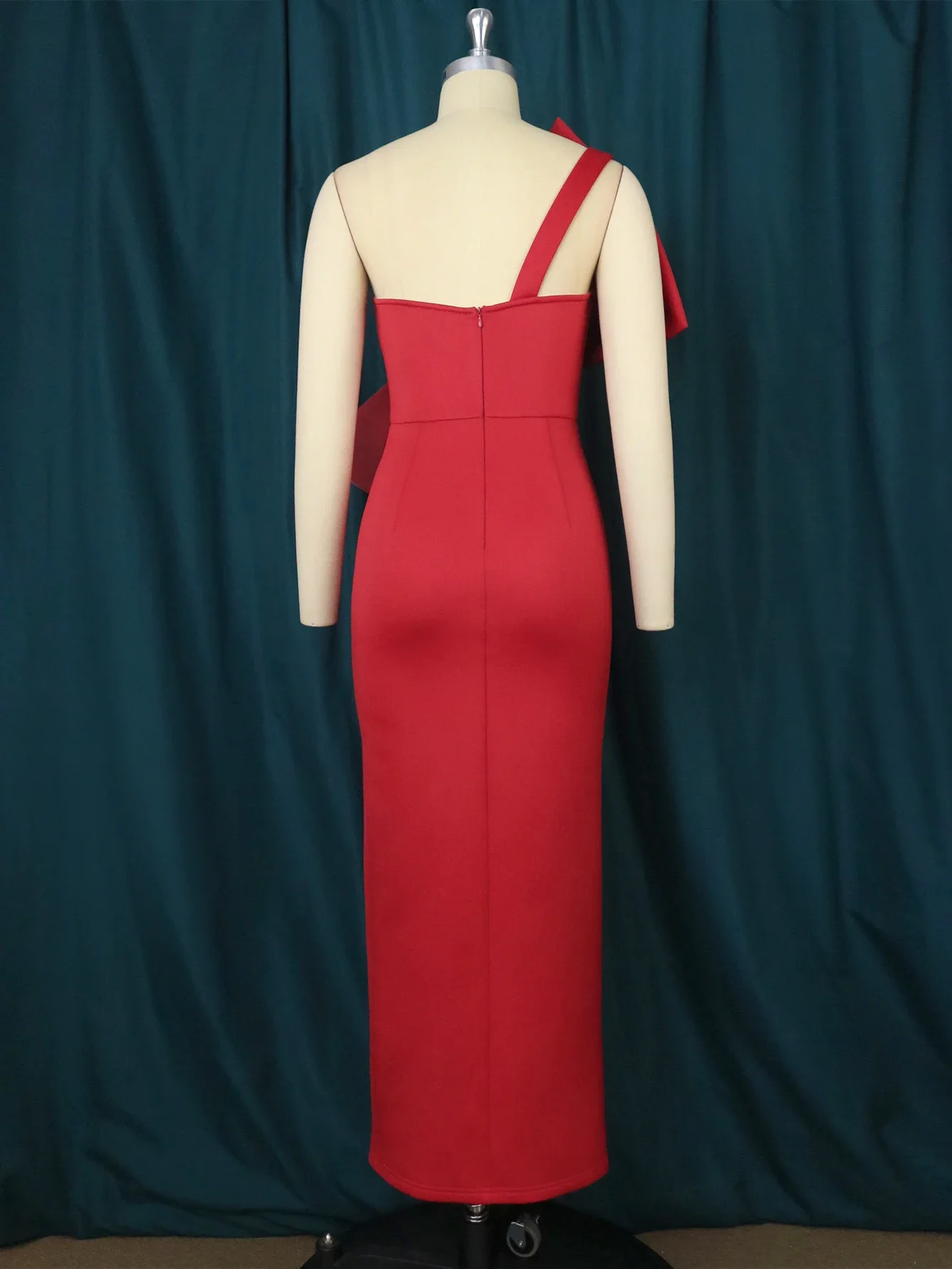 Robe de soirée rouge pour femmes, grande taille, grand nœud, sangle à une sangle initiée, robe de cocktail pour dames africaines, invité de mariage