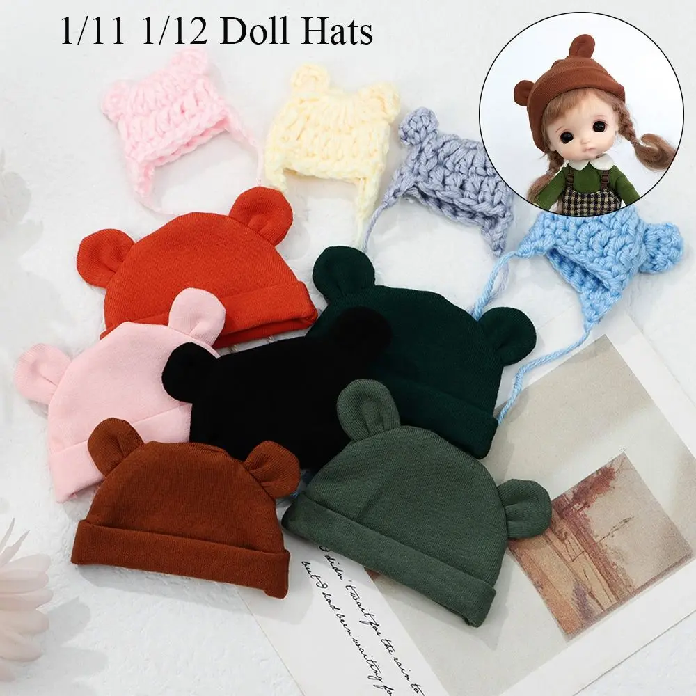 12~16cm Doll Hat Clothes Fashion Doll Animal Cartoon Knitted Hat For Obitsu 11 Dolls 1/12 bjd Hat Dollhouse Hats Accessories