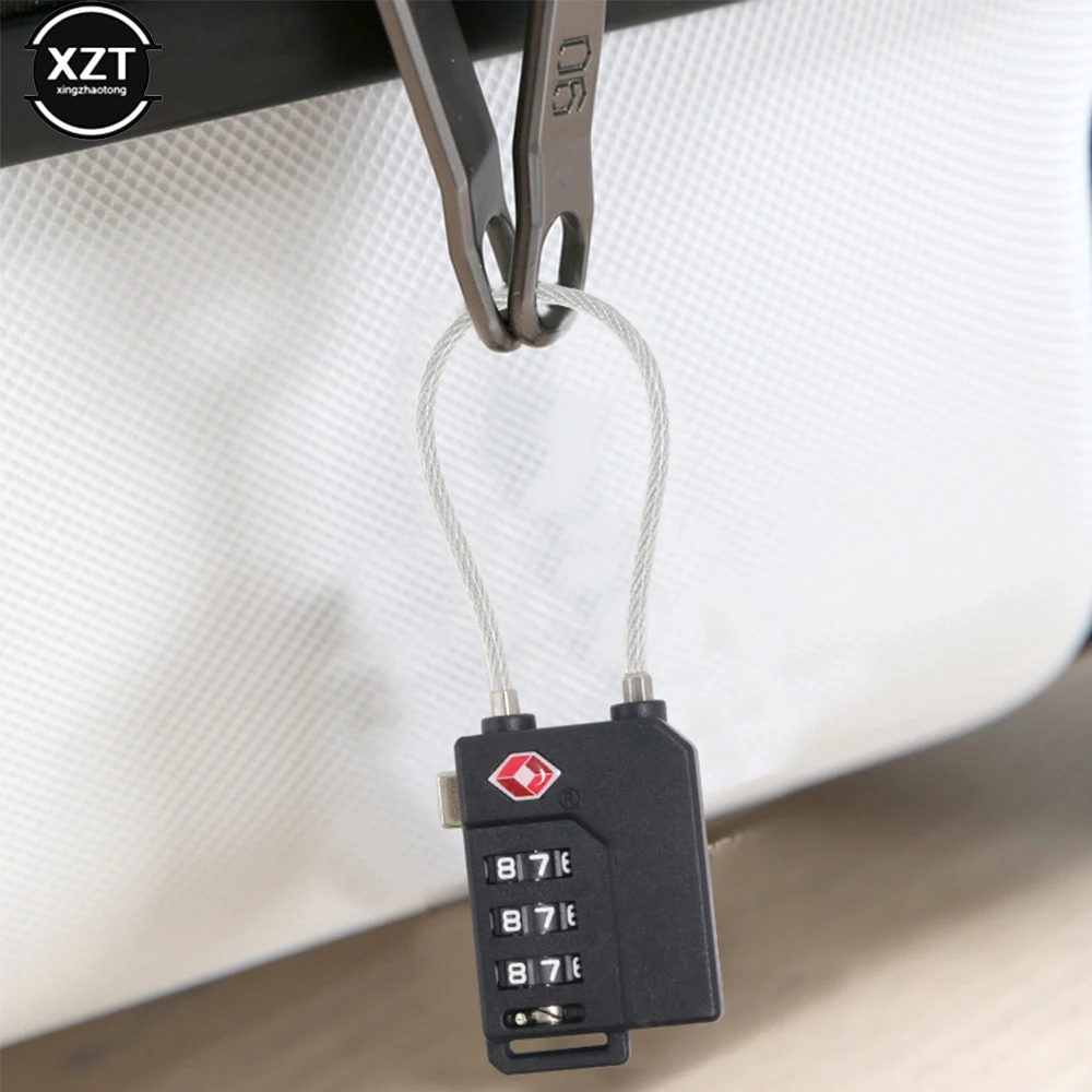 Luggage Combination Lock Portable TSA Approved Security Cable Luggage Lock 3-Digit Combination Password Lock Padlock