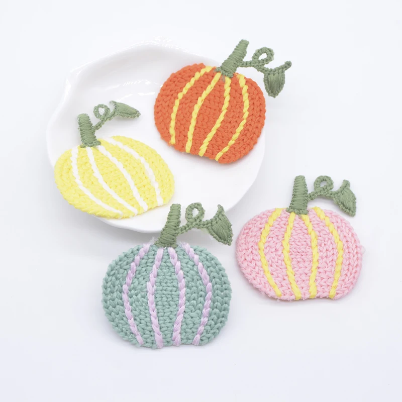 8Pcs 45*50mm Pumpkin Fruit Applique for DIY Clothes Hat Shoes Sewing Patches Headwear Hair Clips Decor Accessories