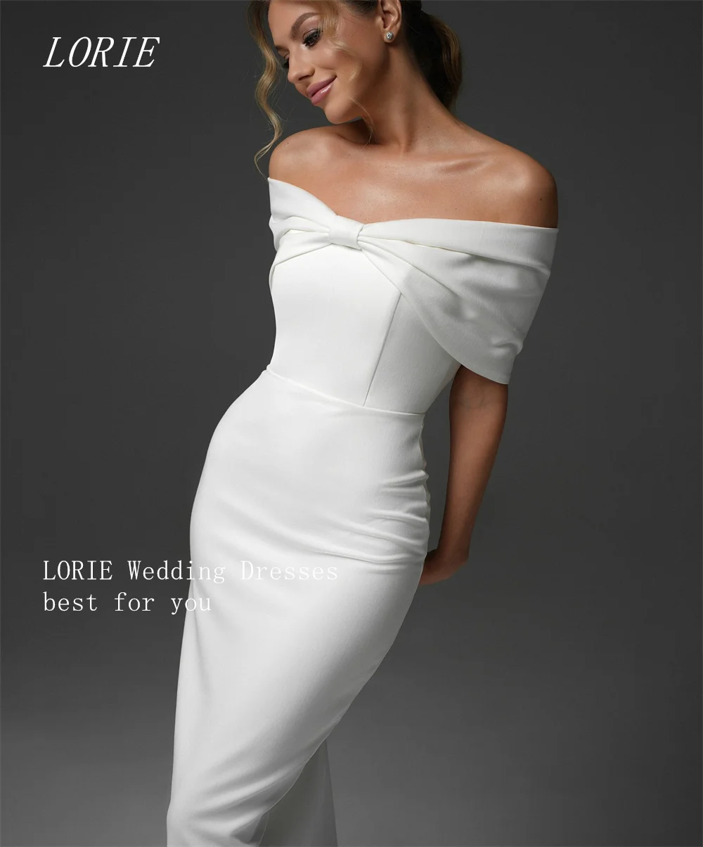 LORIE Luxury Mermaid Civil Wedding Dress Off The Shoulder Bridal Dresses Minimalist Bow Wedding Gown Customized 2026