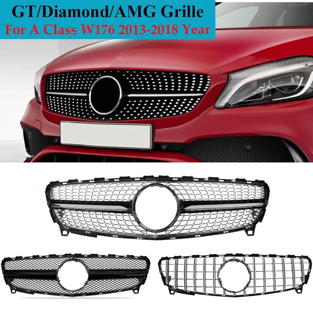 

Решетка переднего бампера AMG Chrome GT Black Diamonds Style для Mercedes Benz A-Class W176 2013-2018 A180 A200 A250 A260 A45
