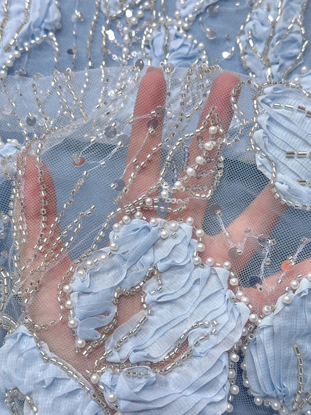 2026 lentejuelas nigerianas encaje de fiesta cuentas africanas tela de encaje de alta calidad 5 yardas tul francés africano encaje de red Material de boda