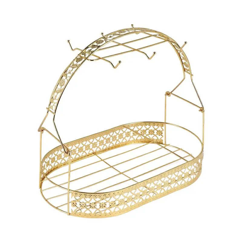 

AB11-Gold Large-Capacity Storage Rack Plating Coffee Cup Hob Dish Rack Can Hang Most Cups, Saucers, Spoons And Pot Metal Stand H