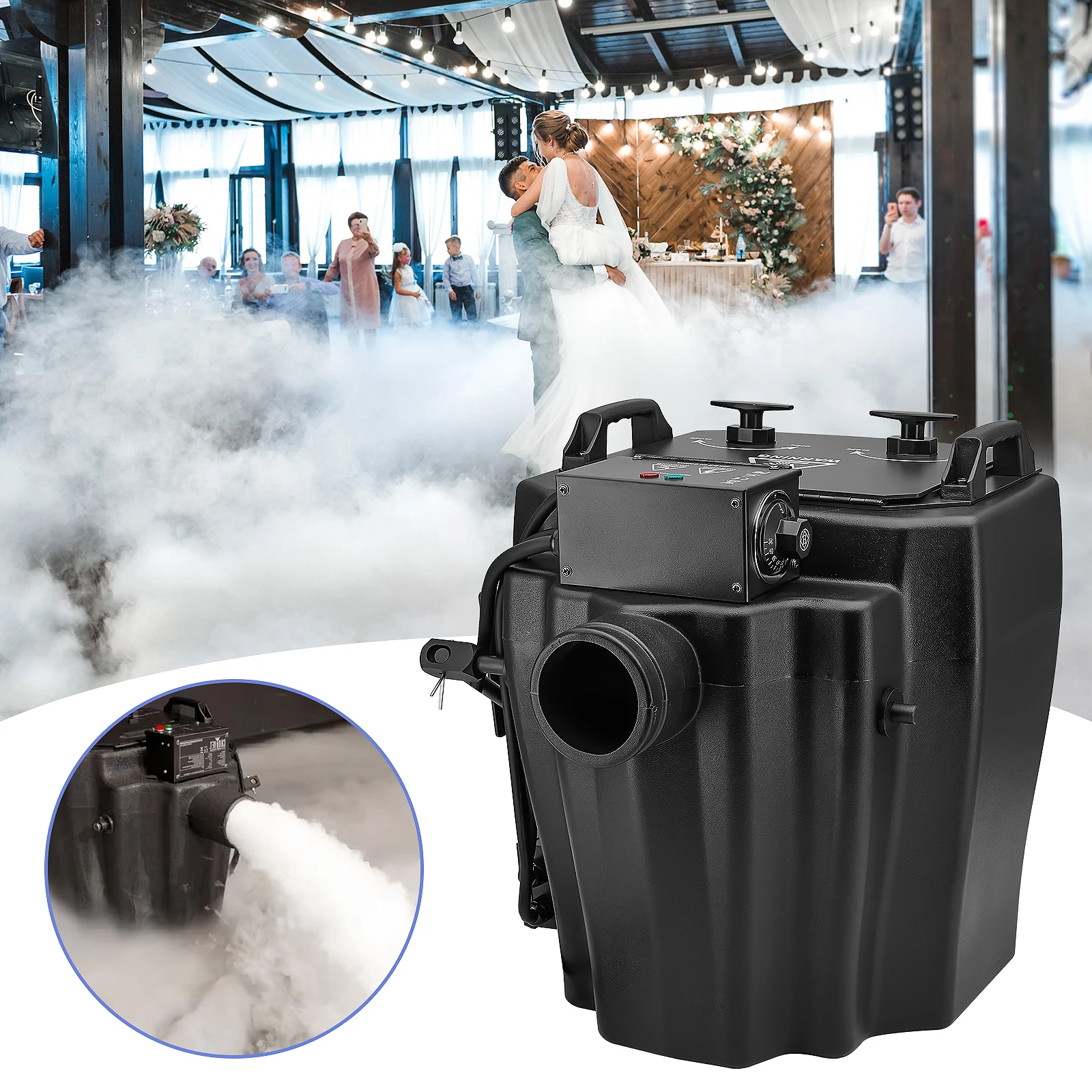 

From EU US 6000W CO2 Dry Ice Machine Low Lying Fog Macine High Power With DMX Control For Wedding DJ Disco Party Club Bar