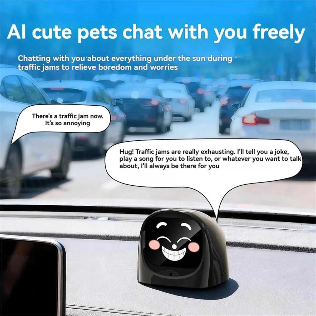 Y2419A~!#Smart AI Car Robot Electronic Pet Dashboard Emoticon Companion Desktop Digital Pet Wi-Fi Multilingual Dialogue A