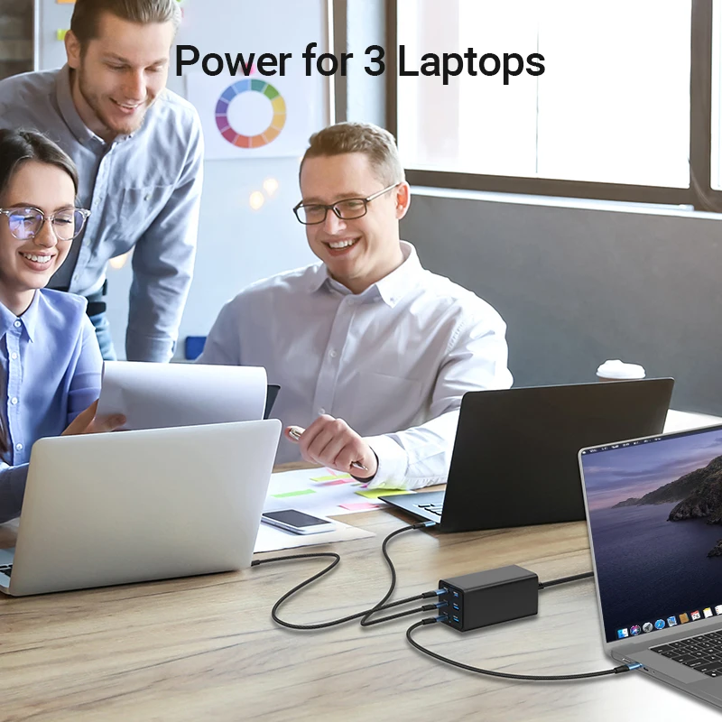 Vention 200W GaN cargador de escritorio portátil cargador rápido para iPhone 16 15 Pro MacBook Pro Lenovo Samsung Xiaomi 6 en 1 cargador GaN