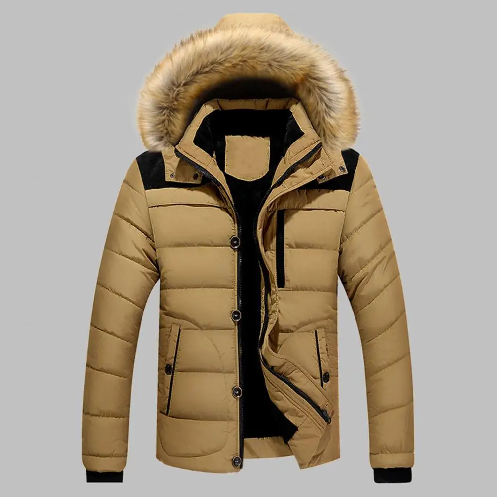 Men Hooded Coat Winter Jacket Padded Great Stitching All Match Young Men Coat Detachable Hat Edge Winter Down Coat for Outdoor