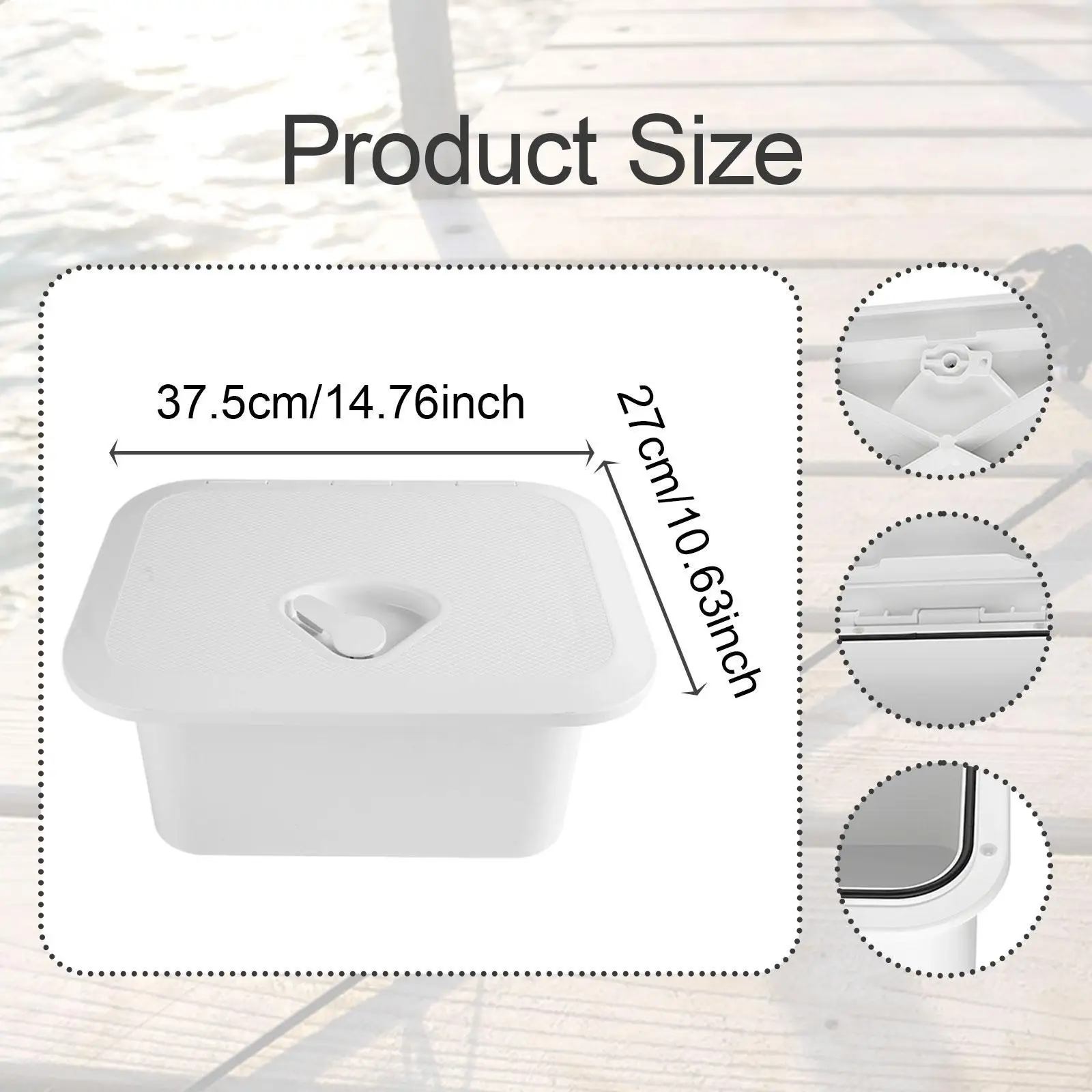 Caixa de armazenamento de deck marinho, giratória para abrir e fechar para iate, travamento branco, organizador de inspeção embutido, caixa de ferramentas de barco