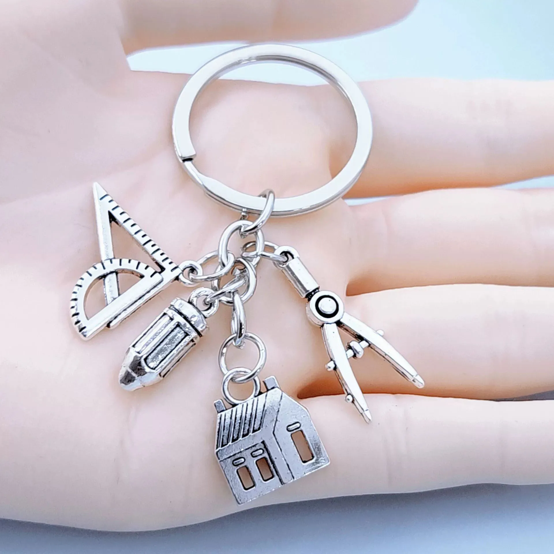 House Compass Ruler Real Estate Architect Engineer Engineering Student Drawing Keychain