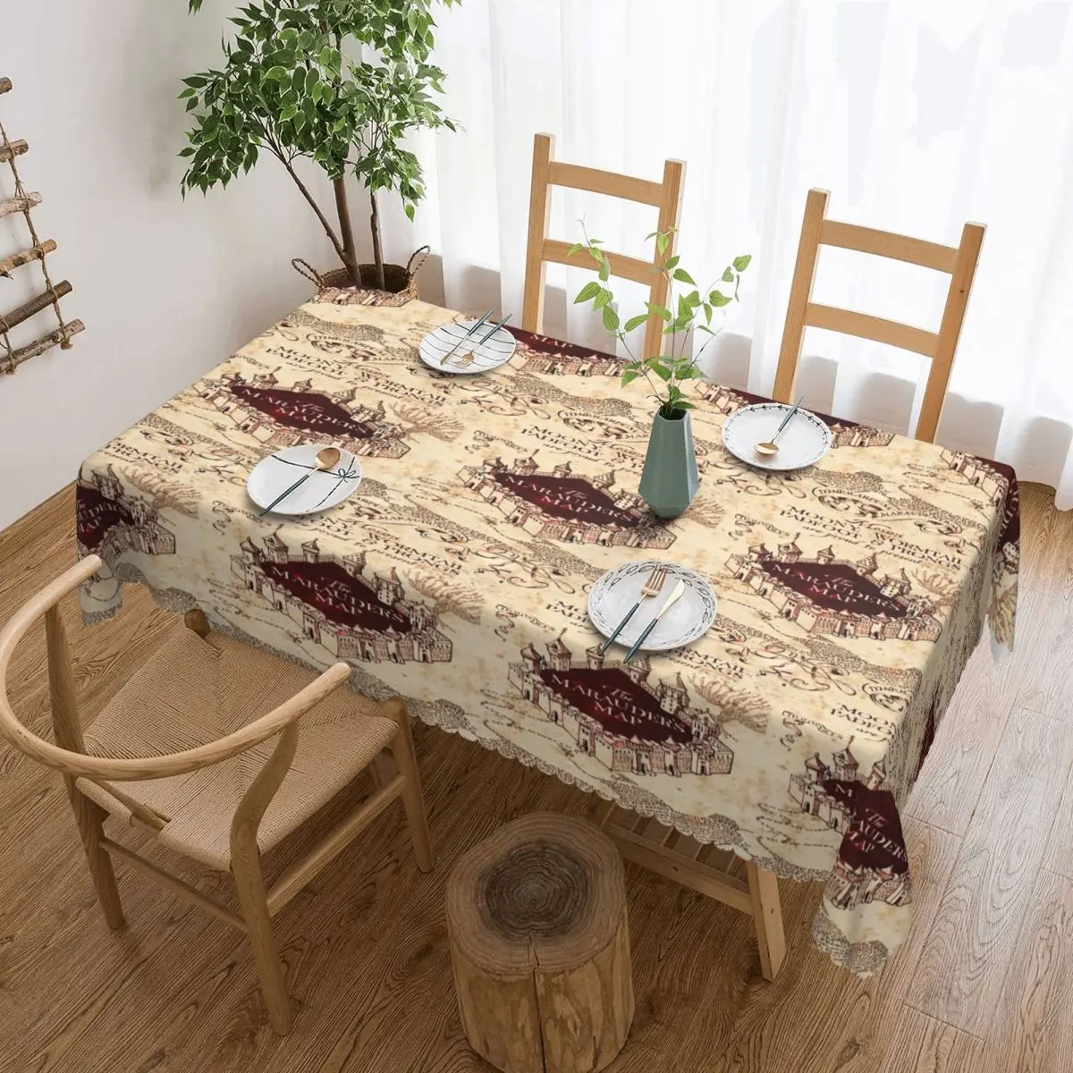 Marauders Magic Map Tablecloth Restaurant Kitchen Rectangular Tablecloth Festival Party Tablecloth Outdoor Dining Table Cover