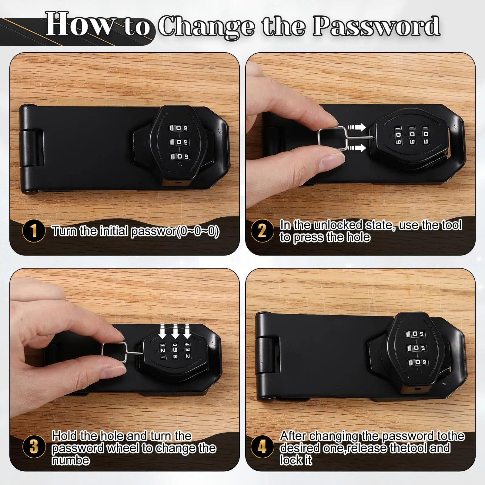 4in الميكانيكية قفل بكلمة مرور المنزلية قفل بكلمة مرور الروتاري غلق بمشبك أقفال بدون مفتاح لحديقة صندوق البريد الداخلي الحمام أبواب الحيوانات الأليفة #3