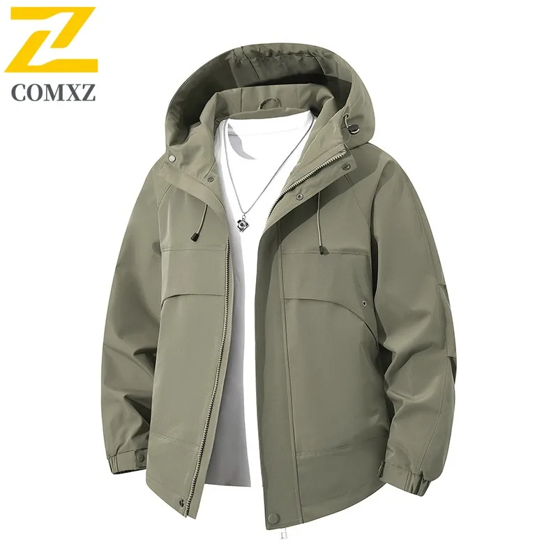 

COMXZ Brand Luxury Jacket Men Loose Hooded Outdoor Camping Lightweight Coat Casual Streetwear Style Handsome Autumn Coats