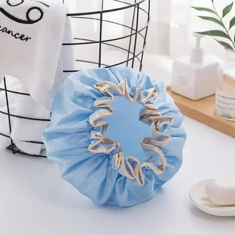 Waterproof Bath Hat Bathroom Shower Hair Cover Women Supplies Shower Cap Adult Shower Bath Bathing Caps Bathroom Accessories