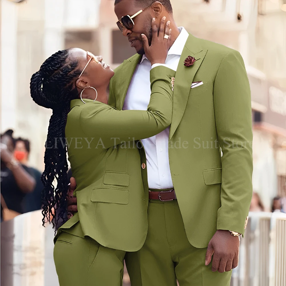 matching holiday suit and dress Couple Outfit – Men's Jacket & Women's A-Line Swing For Party & Business Casual ProductID: 121304