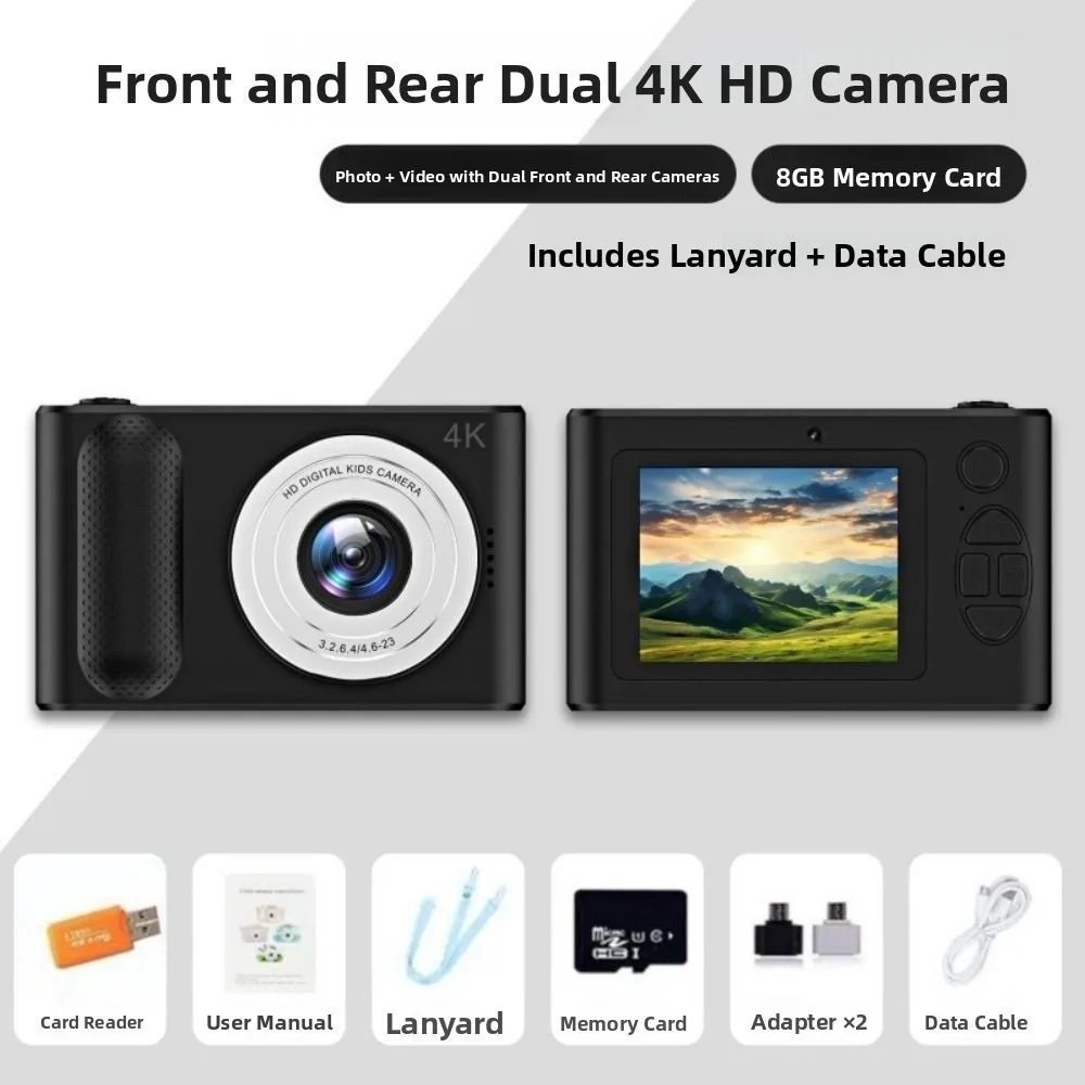 

44MP 4K Digital Camera Double Lens 4400W Pixel Selfie Camera Instant Photo 8x Zoom High-definition Photography Camera