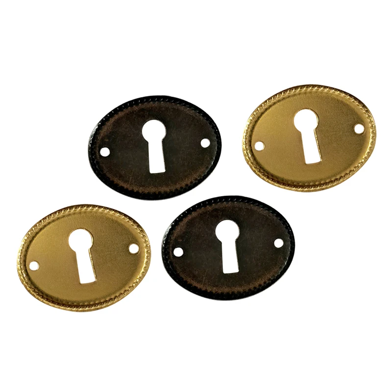 2Pcs Keyhole Cover Plate Oval Key Escutcheon Insert Decor Furniture Accessories Zinc Alloy Vintage Door Drawer Plates 35*27mm