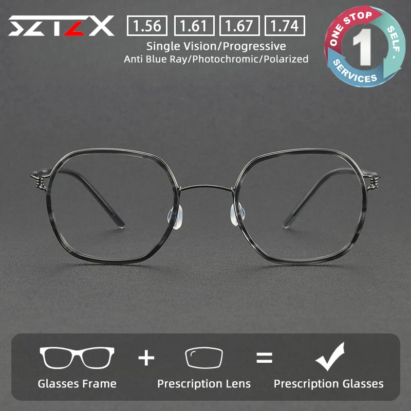 

SZTZX Retro Edition Pure Titanium Polygonal Design Glasses Men Women Reading Glasses Prescription Customized Eyeglasses 81052