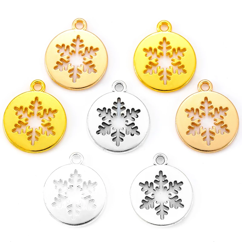 20pcs 4 Color christmas snow Charms Alloy For Earring necklace Pendants DIY Handmade Jewelry Accessories Making 14*11/17*15mm