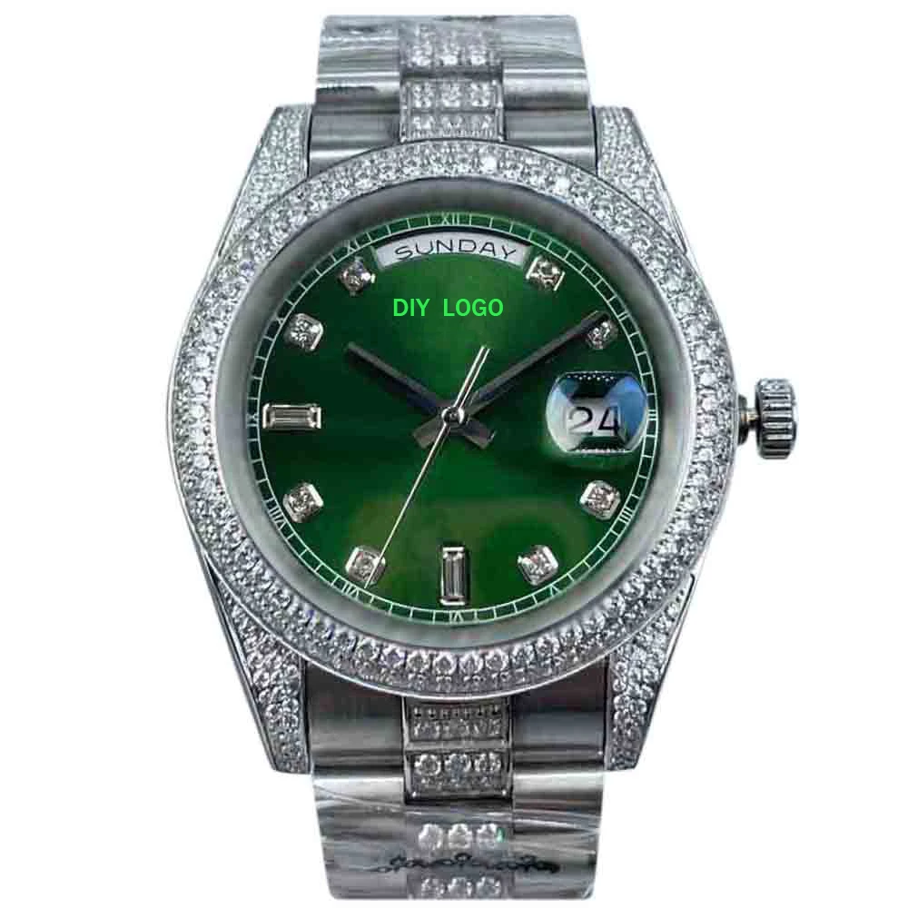 

Customized LogoLuxury 41mm men's diamond watch, 904 stainless steel and sapphire mirror, mechanical movement men's gifts