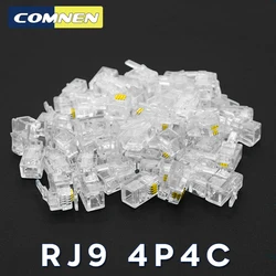 COMNEN RJ9 Telephone Modular Plug Jack 4P4C RJ9 Telephone Connector 26AWG Telephone Wires for Phone Handset Cord POS machine