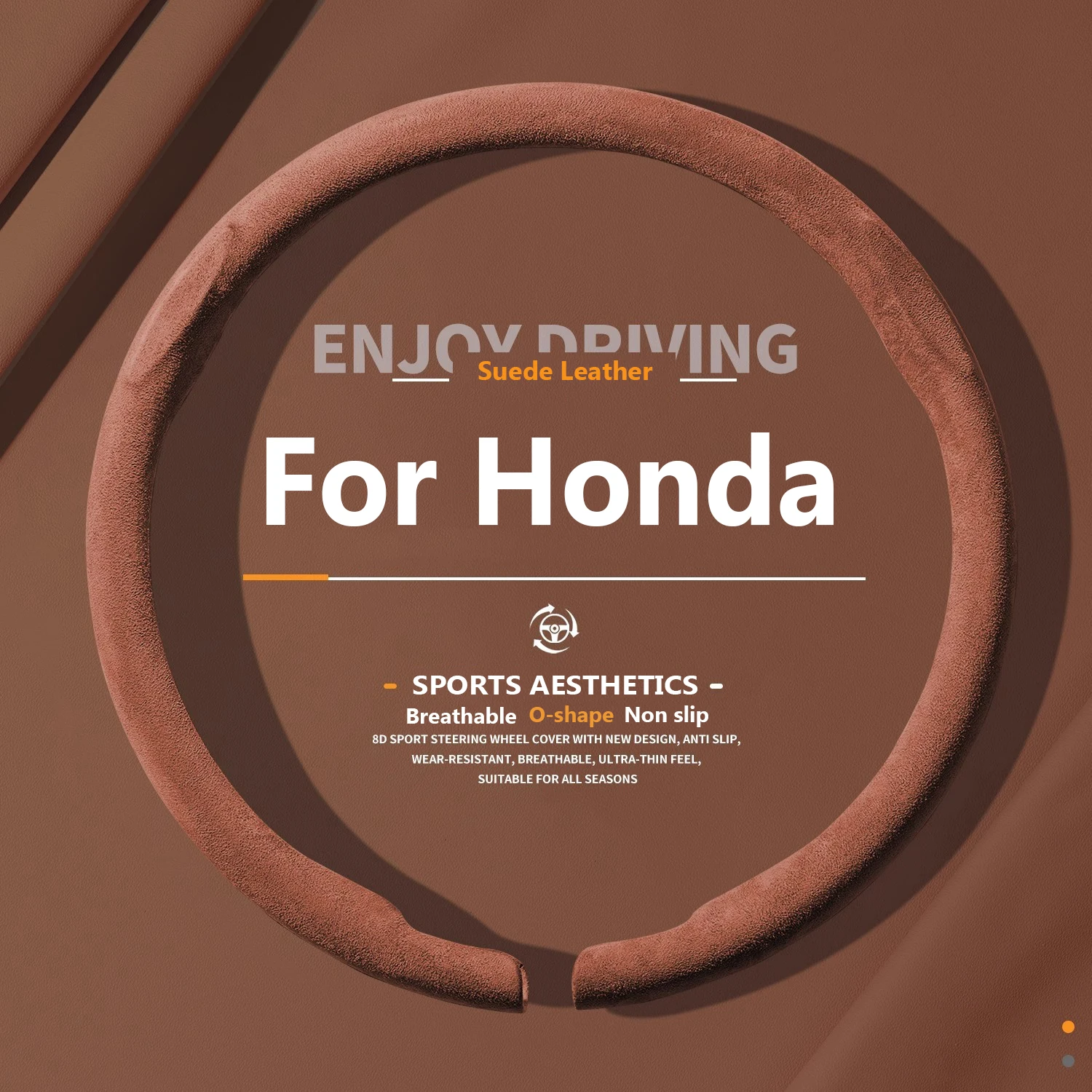 

Car Steering Wheel Cover Suede Leather Booster Cover For Honda Accord CRV Civic Fit HRV Jazz Odyssey Breathable Car Accessories