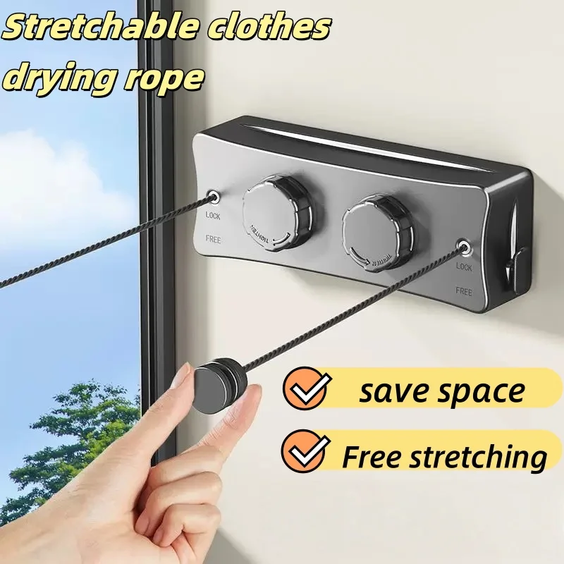 2026 New 5.1 Meters Retractable Clothesline Indoor/Outdoor Stainless Steel Clothes-Drying Clothesline-Saving Clothes Drying Rack