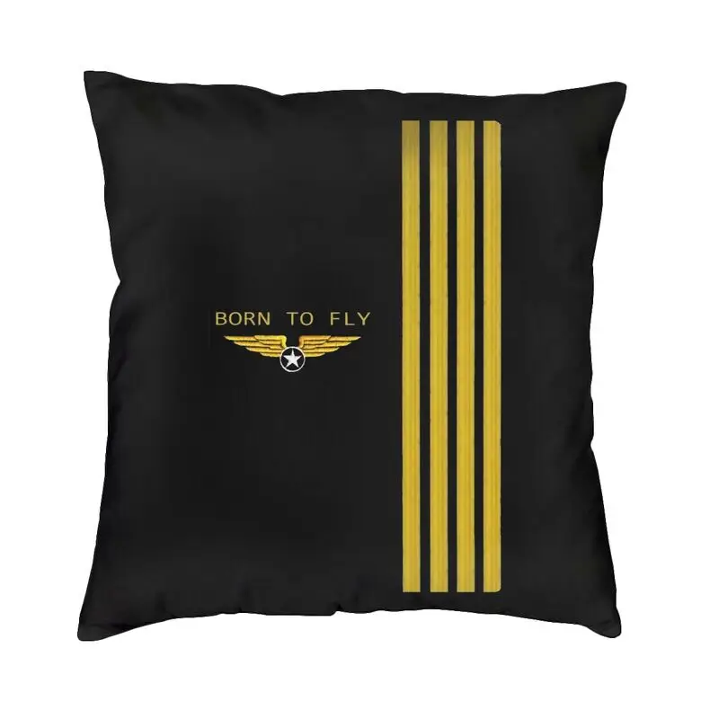 

Born To Fly Logo Cushion Cover 45x45 Decoration Print Flight Pilot Throw Pillow Case for Sofa Double Side