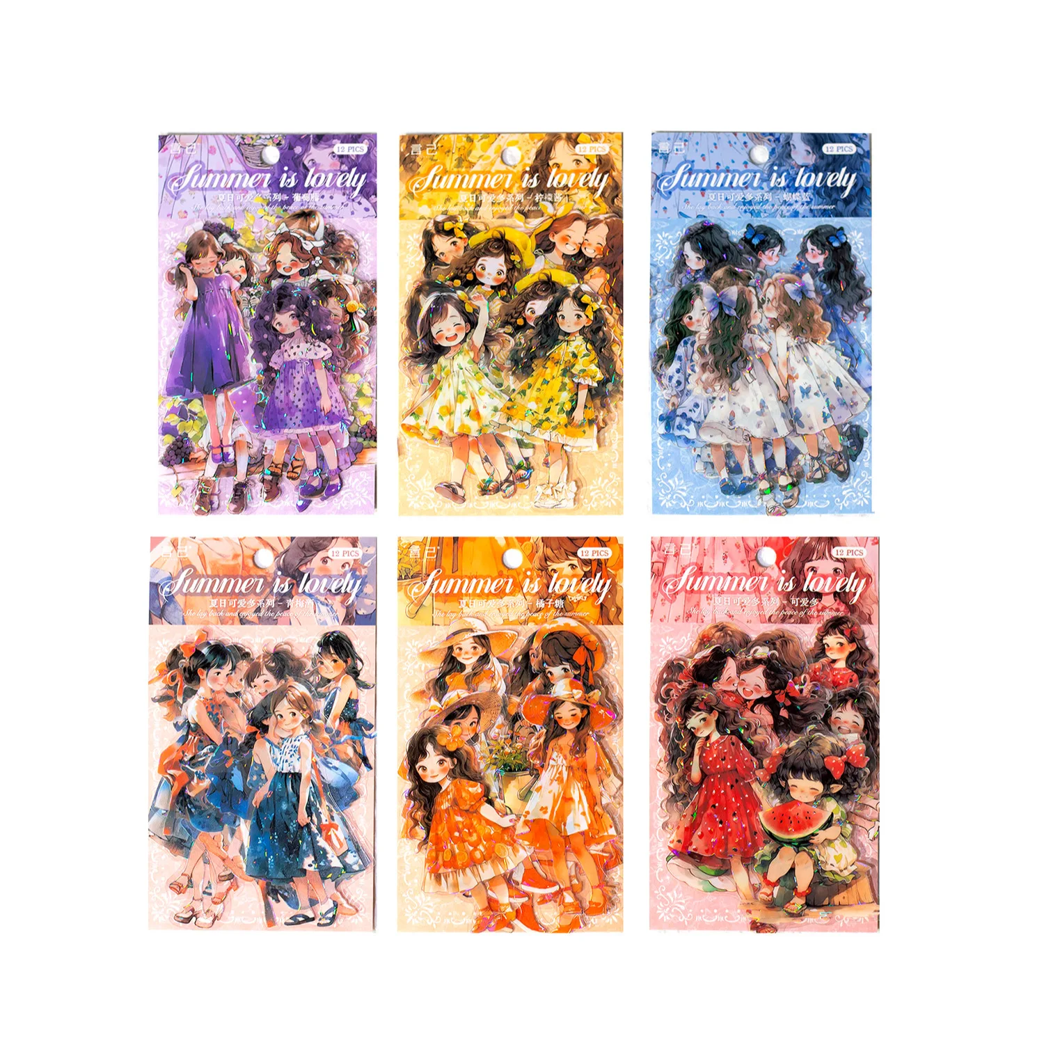 12pcs/1lot Kawaii Stationery Stickers Summer Cute Diary Decorative Mobile Stickers Scrapbooking Stickers