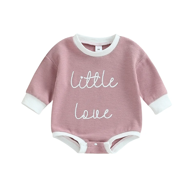 

Baby Waffle Sweatshirt Romper Casual Letter Print Toddler Long Sleeve Jumpsuit for Newborn Girl Boy Cute Clothes