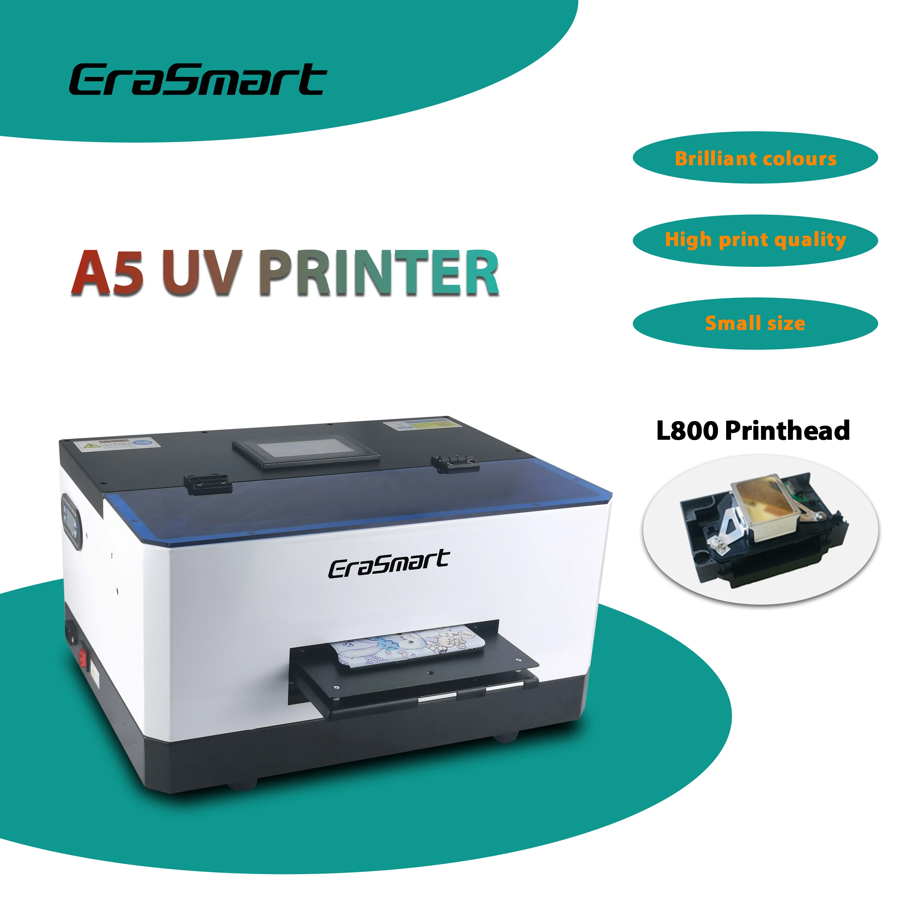 Erasmart L800 Head Digital Printer Phone Case Printing Machine Inkjet Printer A5 Uv Printer For Small Business Idea 2023