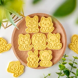 New Cartoon Animal Biscuit Mold Cat Dog Rabbit Tiger Fox Frosting Sugar Cookie Mold Cookie Cutter Baking Tool Cake Decorations