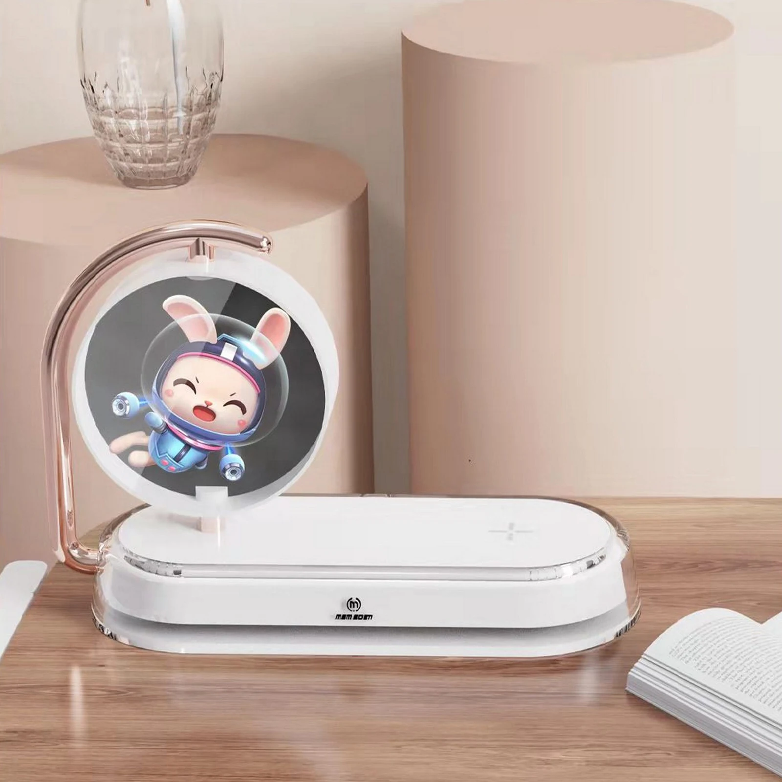 New 3D Holographic Naked Eyes Projector Touch Control Night Light Wireless Phone Fast Charging LED Desk Lamp Kids Bedroom Gift