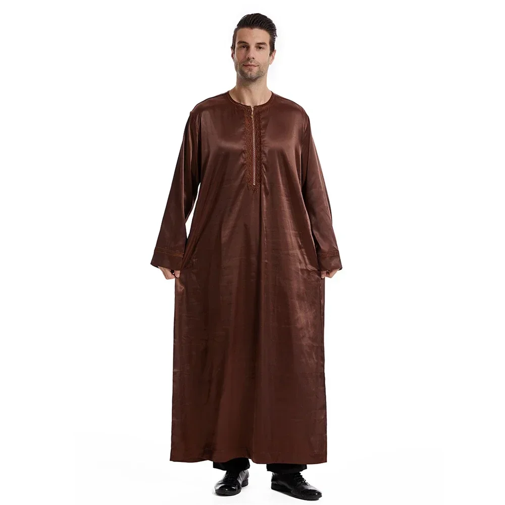 Men Saudi Abaya Jubba Thobe Muslim Casual Open Zipper Long Dress Turkey Arabic Kaftan Islamic Dubai Clothing Caftan Abayas Robe