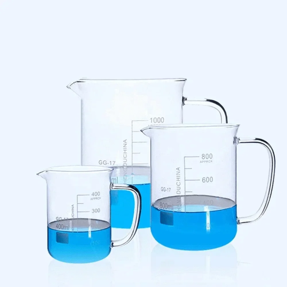 250 400 500 600 1000ml Graduated High Boro. GG-17 Glass Beaker With Handle Labrotary Glassware Chemical Experiment