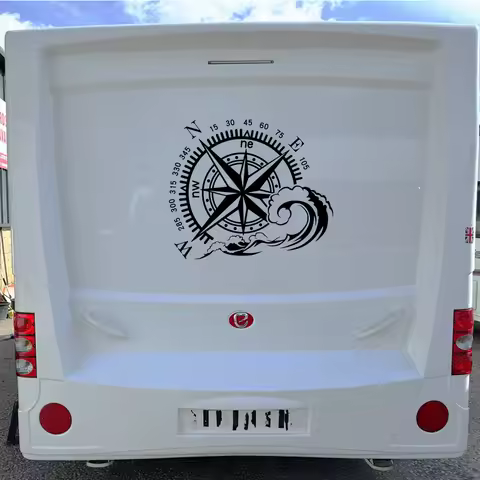 Ocean Compass Styling Car Stickers for SUV Camper RV Van Motorhome Caravan Pickup Vinyl Decal Decoration Auto Tuning Accessories