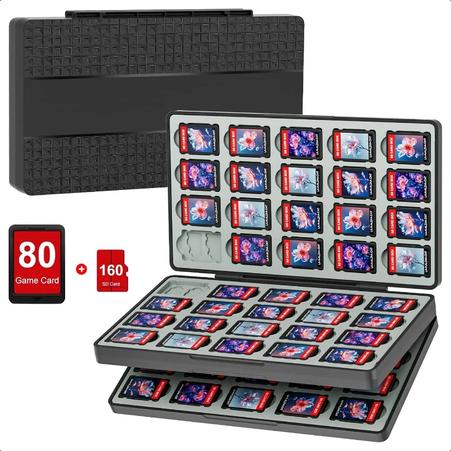 

80 Switch Game Case Compatible with Switch 2 Switch OLED Lite Magnetic Switch Game Cards Holder Case Portable Hard Shell Games