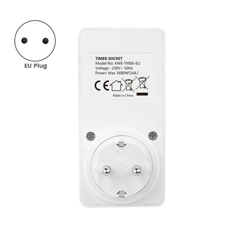 FGHGF-Electronic Digital Time Switch Kitchen Time Socket Outlet 230V 7 Day 12/24 Hour Programmable Timing EU Plug