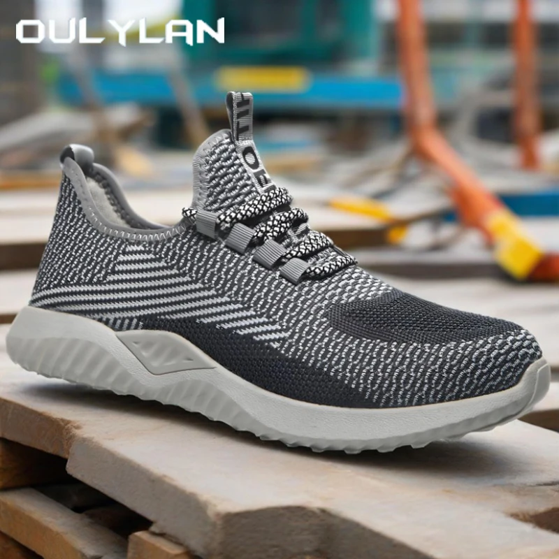 

Oulylan Spring Men Labor Protection Shoes Anti Smashing Steel Toe Boots Breathable Anti Puncture Safety Footwear For Working