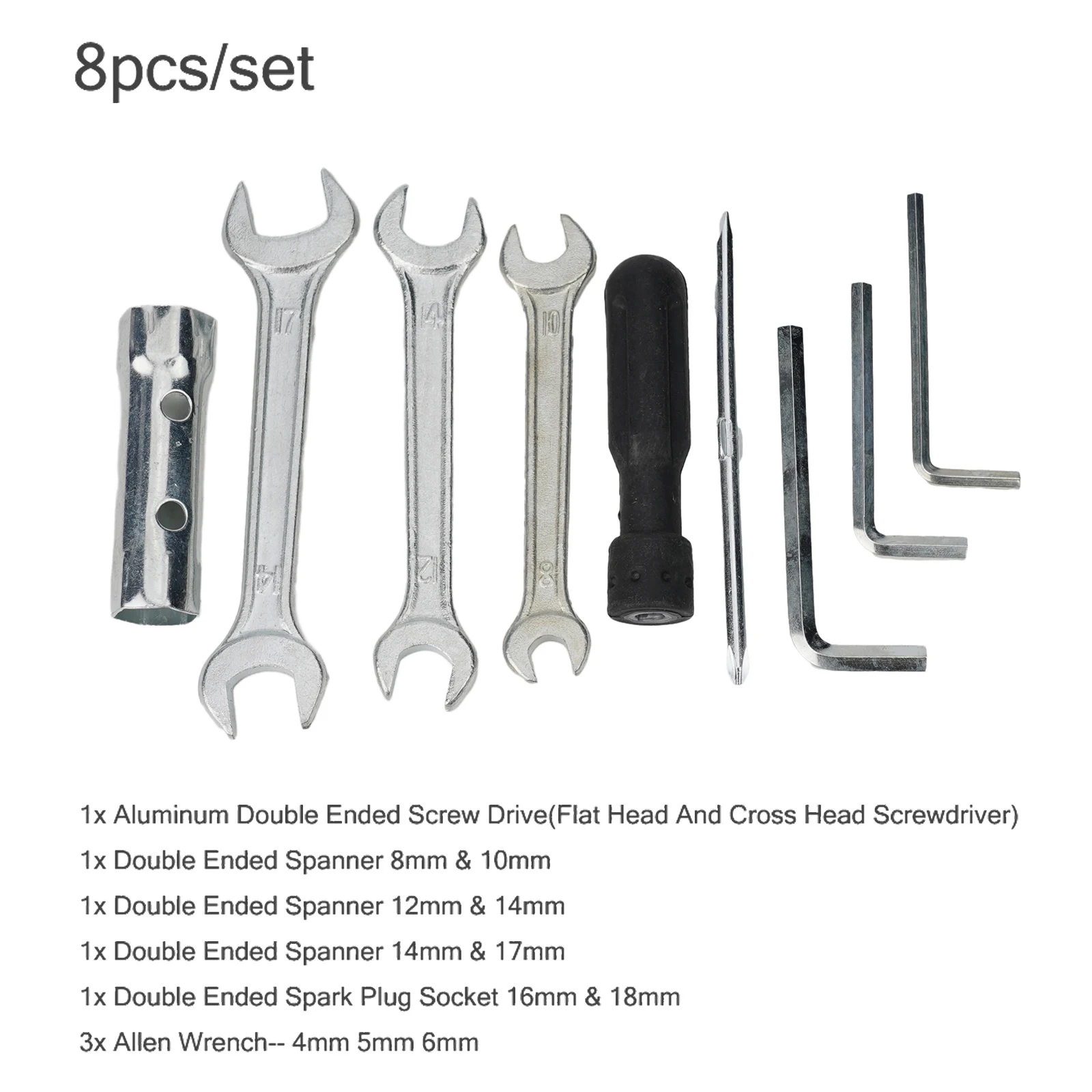 

8Pcs Motorcycle Repair Tool Set with Wrench and Screwdriver Suitable for Most Motorcycle Models Includes Storage Bag