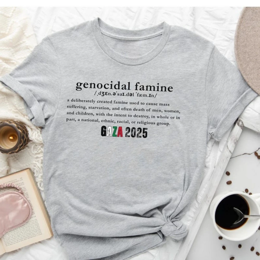 飢餓 티셔츠 가자 2025 항의 여성 티셔츠 정치 티셔츠 인권 운동가 탑스 고품질 면 미적 의류