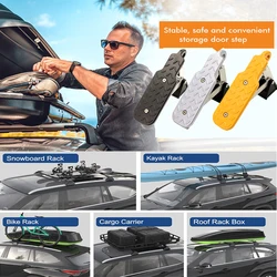 Foldable Pedals Car Roof Rack Step Car Door Step Universal Latch Hook Auxiliary Walking Foot Pedal Aluminium Alloy Safety Hammer