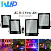 RGB LED Flood Light 220V 30W 50W 100W 200W IP66 Waterproof Outdoor RGB Spotlight Reflector Landscape Projector For Street Garden